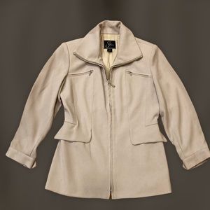 Vintage Sin By Morgan Cooper Taupe Zip Up Blazer Jacket EUC